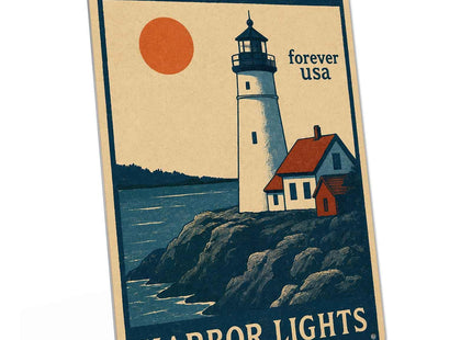 Maine Harbor Lights Vintage Metal Signs 8 X 12 Inch