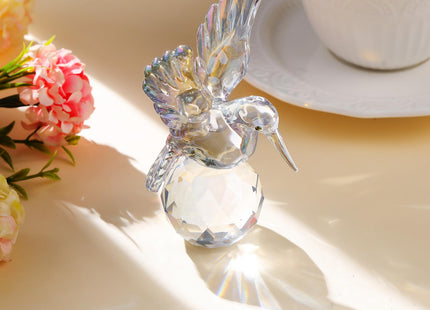 YHWL Clear Crystal Hummingbird Figurine, Glass Hummingbird Gifts for Women
