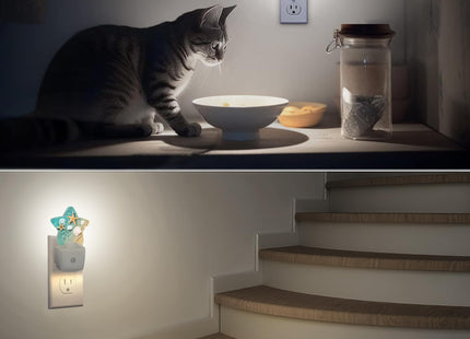 Losthll Starfish Shell Beach Night Light Plug-in Dusk to Dawn Smart Sensor White Led Nightlight for Bedroom Bathroom Kitchen Hallway Stairs Energy Efficient Decor Desk Lamp