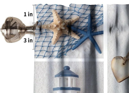 SXXLDNG Nautical Curtain Valance for Windows Living Room Kitchen Farmhouse, Coastal Lighthouse Starfish Short Rod Pocket Tier Curtain Window Treatment, 1 Panel 54x18