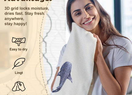 AQYIP Whale Shark Coastal Beach Kitchen Towels, Shark Bathroom Decor Hand Towels, Nautical Beach Dish Tea Towel, Coastal Ocean Bathroom Kitchen Decor, 16x24 Inch