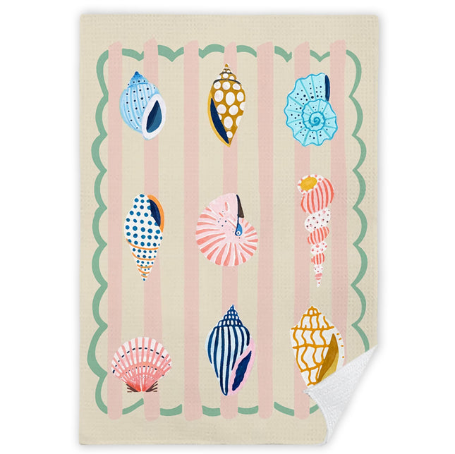 Seashell Beach Kitchen Towels, Coastal Hand Towels for Bathroom, Nautical Hand Towels, Sea Shell Decor Dish Towels Tea Towels, Coastal Beach Kitchen Bathroom Decor, 16x24 Inch