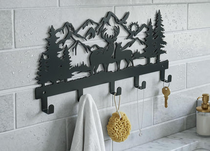 Metal Key Holder Wall Mount, Deer Antler Key Hooks, Rustic Cabin Decor