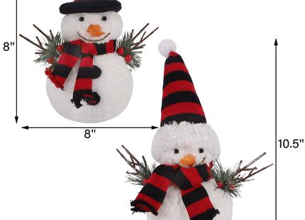 winemana Christmas Table Decorations, Set of 2 Snowman with Pine Cone Twigs, Winter Tabletop Decor for Indoor Home Kitchen Office Room Xmas Gifts Holiday Party (Red)