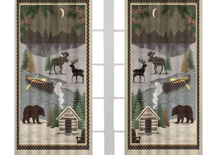 JESTRONRY Rustic Moose Bear Blackout Curtains,Forest Tree Farmhouse Cabin Country Decor Room Darkening Rod Sleeves Window Drapes for Bedroom Kitchen Bathroom W84xL84in