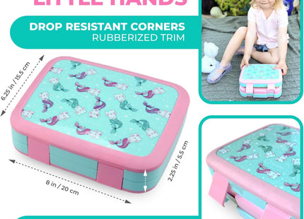 kinsho Bento Lunch Box Set with Thermo Bag & Ice Pack Pink Aqua Cat Mermaid