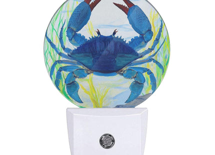 Uanvaha Blue Crab Night Light Shellfish Sea Grass Night Lights Plug into Wall 0.5W LED Lighting Auto on/Off for Hallway Stairway Kitchen Home Decor