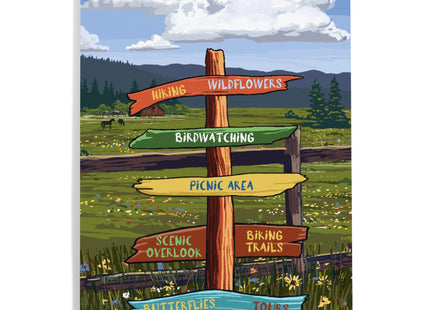 Lantern Press Maine, Signpost, Meadow, 12x18 Inch Aluminum Sign, Indoor or Outdoor Use