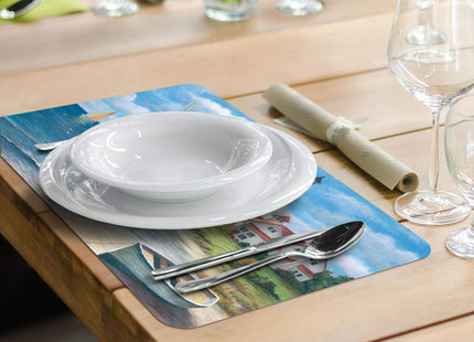 Counterart Lighthouse Mural Reversible Easy Care Plastic Placemat Set of 4 Made in The USA