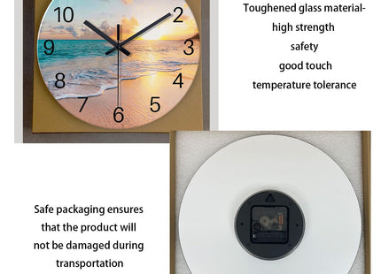 Constantplanet Glass Coastal Wall Clocks Battery Operated 14 Inch