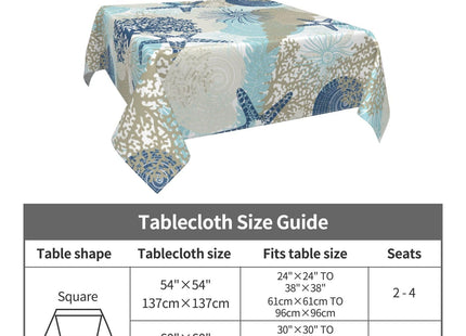 Summer Outdoor Tablecloth Square 54x54 Inch,Seashell Starfish Coral Beach Table Cloth,Stain Resistance Polyester Ocean Decor Table Covers for Kitchen Dining,Small Tablecloth for Parties Picnic