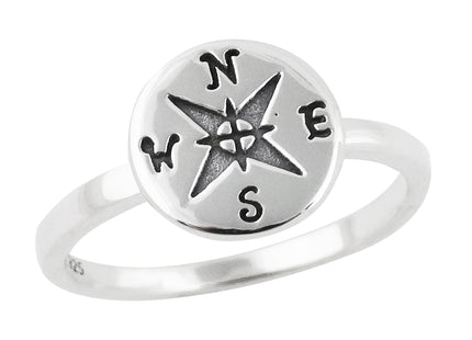 Compass Ring - 925 Sterling Silver, Sizes 6-10, Nautical Directional (7)