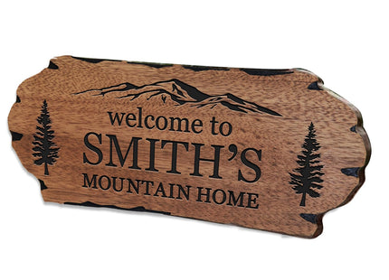 Personalized Cabin Sign - Rustic Wood Welcome Sign for Outdoor, Home Wall Decor,Farmhouse Decor, Custom Backyard Sign,Carved wood sign.3D Carving Wood Sign.