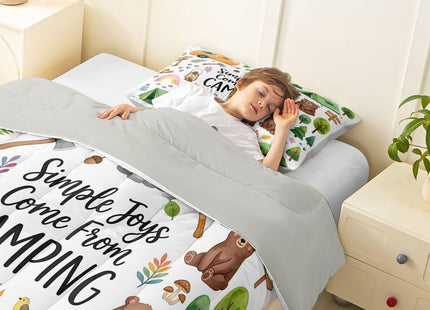 Erosebridal Forest Themed Camping Twin Bedding Set for Kids Girls Boys, RV Bunk Camper Outdoor Bed Comforter Set, Woodland Farmhouse Bear Quilt Sets, Travel Trailers Room Decor (1 Pillowcase)