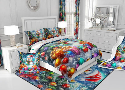 Erosebridal Cute Snowman Bedding Set Twin Winter Christmas Tree Comforter Set Ball Bedding Comforter Sets for Kids Boys Girls,Xmas Festival Pine Tree Snowflake Quilt Duvet