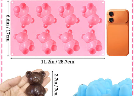 Bear Silicone Mold, 2 Pack Large Bear Chocolate Molds 16 Cavity