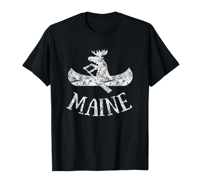 Maine Shirt | Funny Moose Canoe Vacation t-Shirt T-Shirt