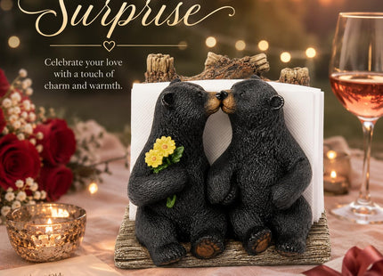 Comfy Hour 5.1 Inch Bear Napkin Holder, Kissing Black Bears