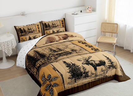 Feelyou Bear Cabin Moose Comforter Set Twin Size Boys Girls Bedding