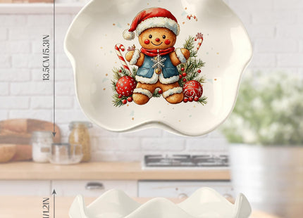 Acellegic Ceramic Spoon Rest for Stove Countertop 5.3 Inch, Gingerbread Man