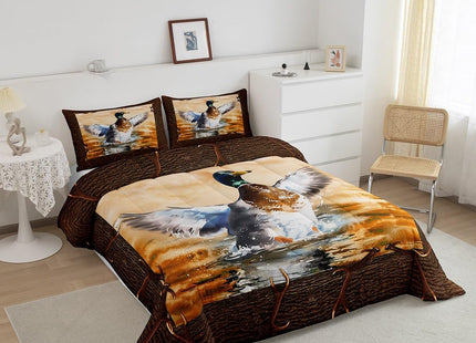 Erosebridal Mallard Duck Comforter Full Hunting Bedding Set, Cute Animal Down Comforter Rustic Farmhouse Lake House Bed Set, Wild Duck Quilted Duvet Hunter Gifts Bedroom Decor Cozy 3pcs