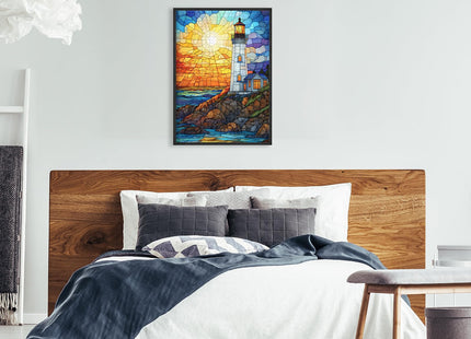 Colorful Stained Glass Lighthouse Puzzle 1000 Pieces Impossible Puzzle - Jigsaw Puzzle Adventure, for Adults, Family Group Play with HD Poster Included(19.7 x 27.6 in)
