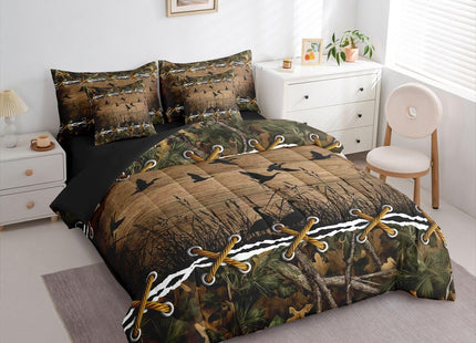 Duck Camo Comforter Set Full Size Bed Sheets and Comforter Set | Mallard Duck 7-Piece Bedding Set Mens Country Camo Bed in a Bag, Farmhouse Woodland Animals Bed Sets,Wildlife Cabin Hunting Decor