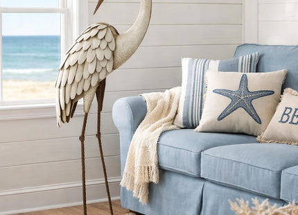 Regal Art & Gift Metal Egret Statue – Coastal Heron Garden Sculpture, Elegant Bird Decor for Lawn, Patio, or Beach House Yard – Sturdy Outdoor Standing Crane Ornament, 15.25""L x 8.25""W x 40.5""H