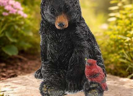 The Bridge Collection Black Bear and Cardinal Friend Figurine