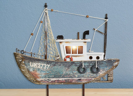 Wood Sailboat Nautical Decor with LED Light Decorative Sailing Boat Model