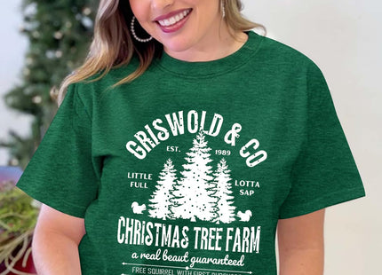 OCURHU Christmas Shirt for Women Funny Christmas Movie Tops Pine Tree Tee