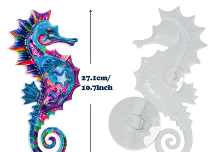 LaLamona 4Pieces Metal Seahorse Wall Decor, Outdoor Coastal Wall Art, Seahorse Hanging Decor for Beach Coast Barthroom Garden Yard Pool