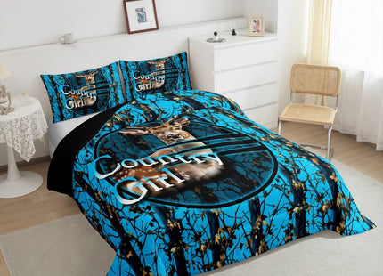 Erosebridal Deer Hunting Camo Twin Bedding Set,Blue Camouflage Comforter Set for Boys Girls Kids,Rustic Lodge Cabin Comforter,Woodland Hunter Bedroom Decor with 1 Pillowcase,Breathable