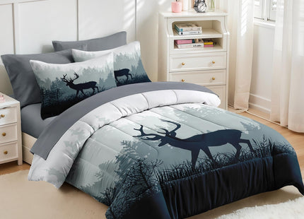 Nesker Queen Comforter Set with Sheets, 7 Pieces Nature Forest Bedding