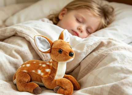 JUSTQUNSEEN Realistic Deer Stuffed Animals,10 Inch Female Stuffed Deer Plush Toy,Lying Position Brown Deer Wild Animals,Soft Cuddly Toys Decoration for Christmas Birthday