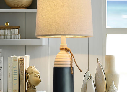 OYEARS 23.75" Table Lamp for Bedroom, Bedside Table Lamp for Living Room, Farmhouse Lamp for Nightstand, Modern Coastal Nautical Lamp Decor, Ocean Beach Style, Navy Blue