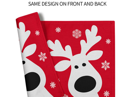 Lvhompro Xmas Placemats Set of 4 Cute Reindeer Holiday Snowflake Cloth Place mats Dining Table Place mats Machine Washable Heat-Resistant Table Mats for Kitchen Home Decor