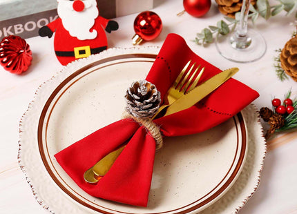 Kalopro Christmas Napkin Rings Set of 6, Farmhouse Pinecone Napkin Ring Holders for Festive,Holiday, Party, Dinning Table Decor (Pinecone)