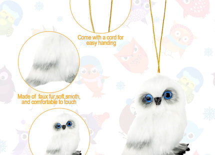 Skylety 6 Pcs Christmas Owl Ornaments Plush Hanging Decor,Owl Style