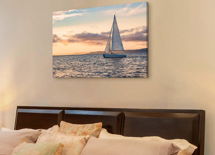 TAR TAR STUDIO Sailboat Ocean Canvas Wall Art - Large Nautical Print Coastal Sailing Ship Decor Seascape Beach Artwork for Bedroom Living Room 45x30in