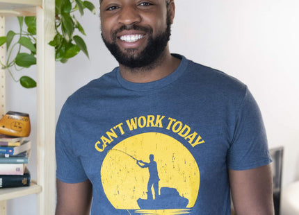 Funny T Shirt I Can't Work Today My Arm is in A Cast Fishing Tee Navy M