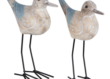 EVINIS Seagull Statues Coastal Beach Nautical Decor, Wood Sea Bird Sculpture Ornament for Home Room Table Decor (2pcs)