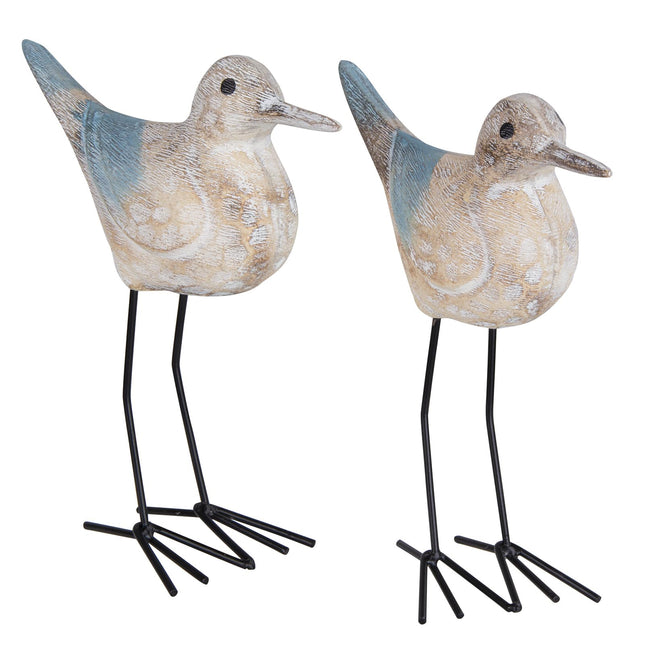 EVINIS Seagull Statues Coastal Beach Nautical Decor, Wood Sea Bird Sculpture Ornament for Home Room Table Decor (2pcs)