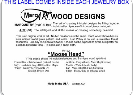 MarqArt Moose Wood Art Gift Trinket Box & Jewelry Boxes - Handmade USA - Unmatched Quality - Unique, No Two are the Same - Original Work of Wood Art (#4122 Moose Head 4x5x1.5)