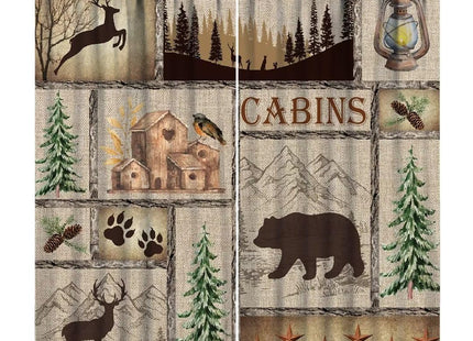 JanJCurt Rustic Cabin Curtains, Lake Country Lodge Bear Deer Forest Farmhouse Camp Woodland Brown Print Blackout Window Drapes for Bedroom Living Room Kitchen 42x45 Inch