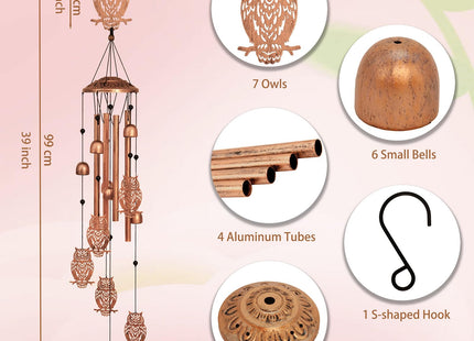 Owl Wind Chimes for Outside,Owl Gifts for Women Men,Metal Decor
