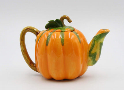 Fine Ceramic Pumpkin Teapot, 8" L
