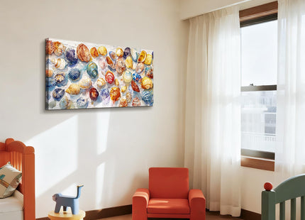 imjiayu Colorful Seashell Canvas Wall Art Watercolor Beach Collage