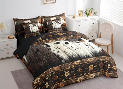 Erosebridal Western Bed in a Bag King Size Comforter Set 7 Pieces | Rustic Farmhouse Bedding Sets Cowhide Print Mallard Duck Comforter and Sheet Set, Farm Animals Country Cabin Bed Sets