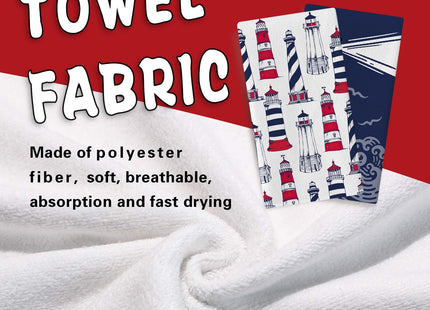 Croar Nautical Lighthouse Kitchen Dish Towels Set of 2